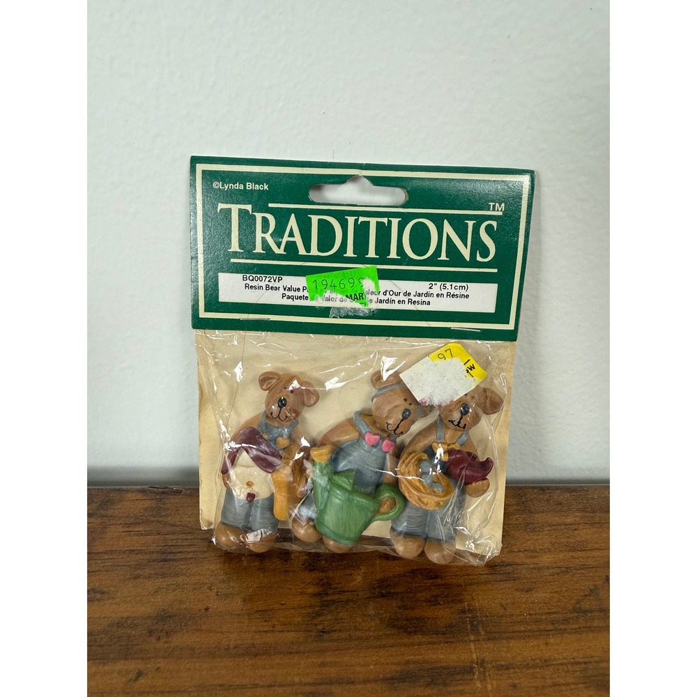 Vintage Lynda Black Traditions Resin Bear Value Pack Garden Figurines 3pc Set